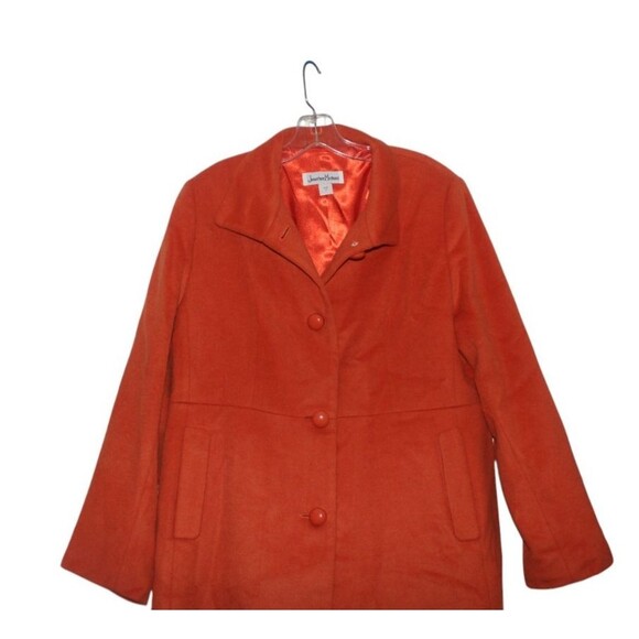 Jonathan Michaels Coat Lambs Wool Blend Orange Lined Single Breasted Sz 10 - Picture 3 of 5